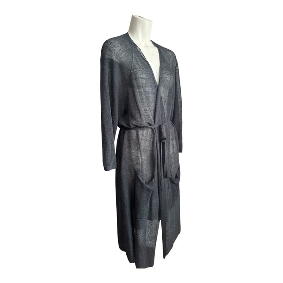 Vintage EILEEN FISHER Organic Linen Cardigan Gray Semi Sheer Duster Women’s XL - Picture 6 of 16